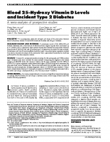 Vitamina D – Níveis Sanguíneos na diabetes tipo 2