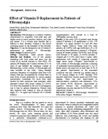 Vitamina D – Reposição em pacientes com fibromialgia