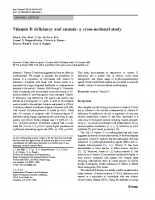 Vitamina D – Deficiência de e anemia